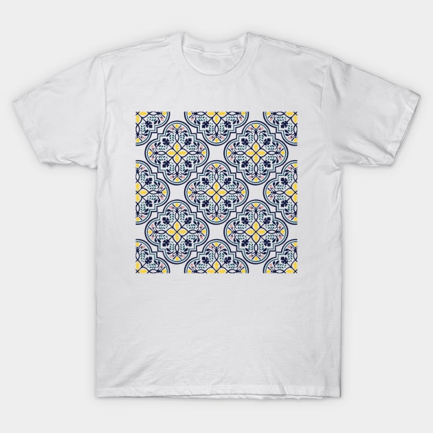 Blue Portuguese tile pattern T-Shirt by SamridhiVerma18